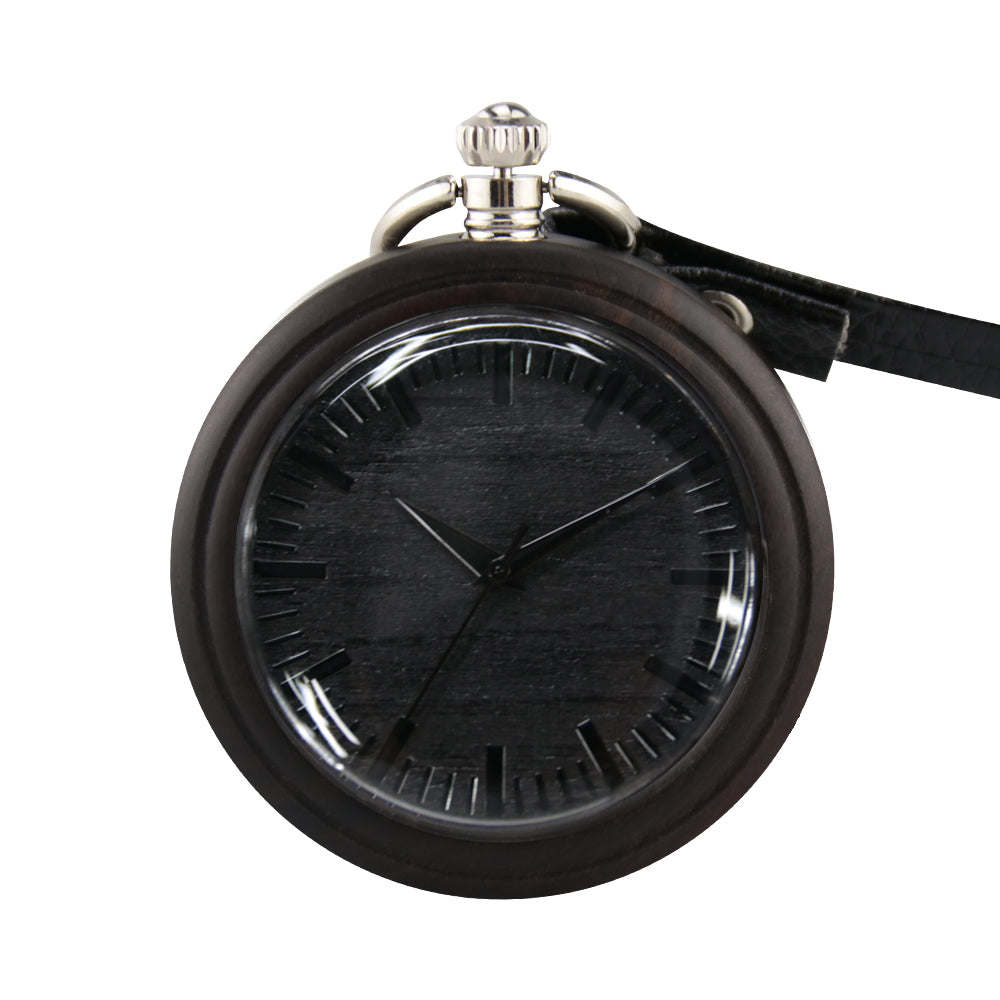 Vintage Pendant Clock Carved Pattern Analog Quartz Watches Reloj De Bolsillo Wood Pocket Watch With Fob Chain For Man-BUNNYKACHU