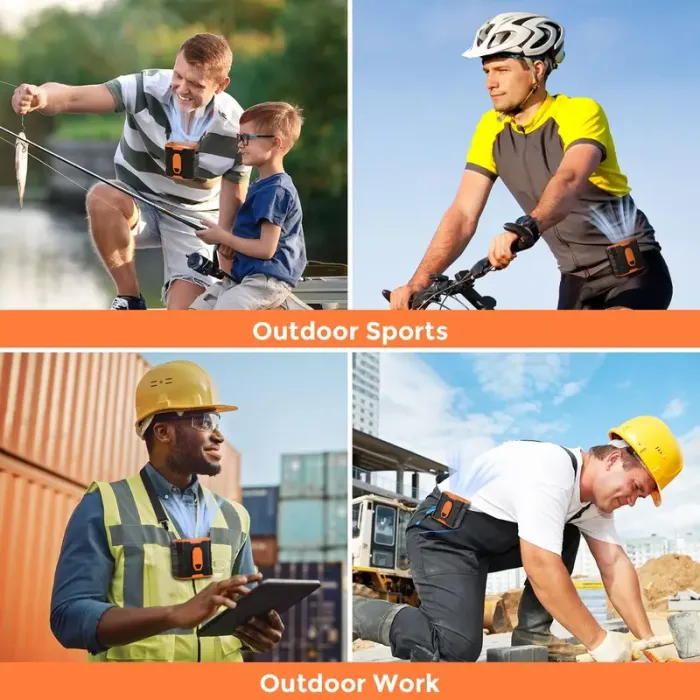 ChubbyCool 6000mAh Portable Fan Belt – Rechargeable Wearable Cooler with Flashlight