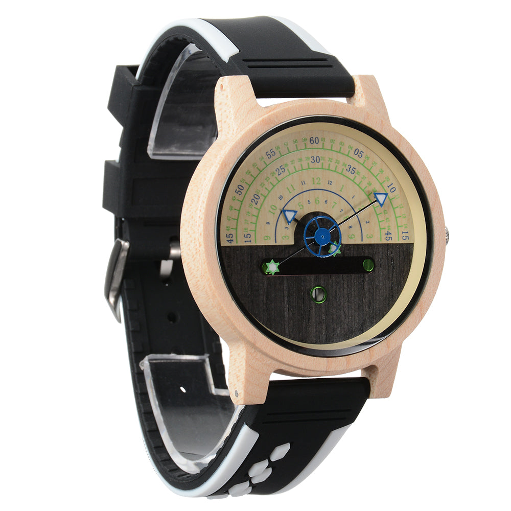 Fashion large dial quartz wood watch-BUNNYKACHU