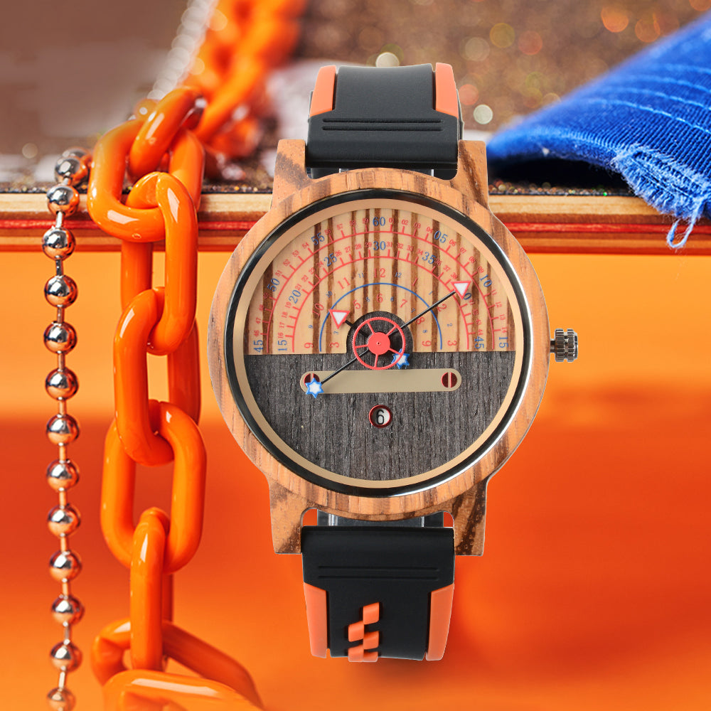 Fashion large dial quartz wood watch-BUNNYKACHU