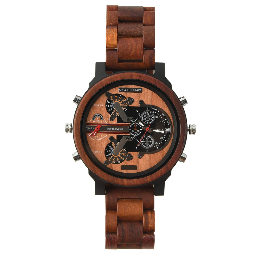 Hot selling men's giant watches trend multi-functional beautiful big dial wooden watch-BUNNYKACHU