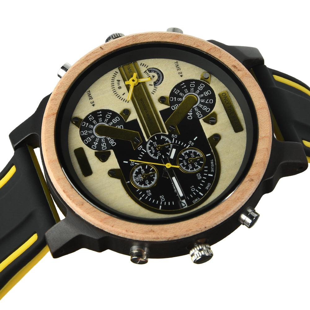 Hot selling men's giant watches trend multi-functional beautiful big dial wooden watch-BUNNYKACHU