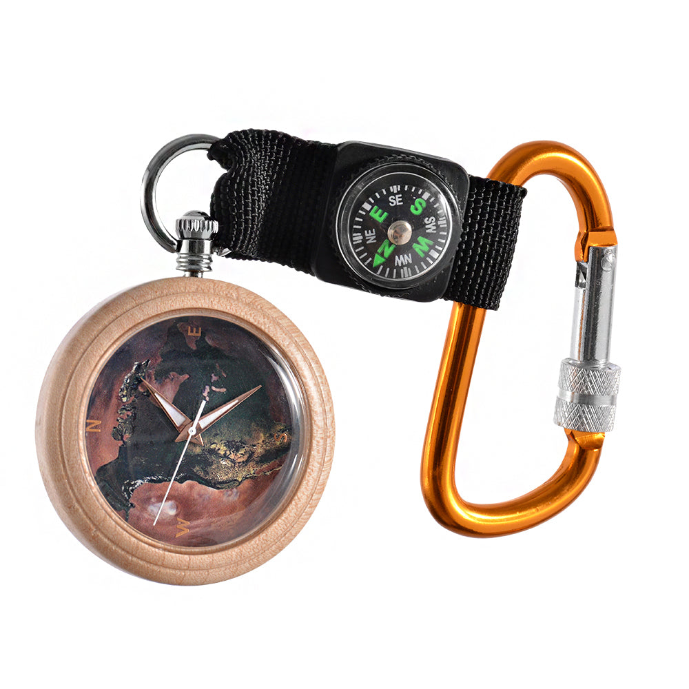 Pocket Watch Wooden with Bronze Pendant Chain Luminous Pointers Wood Pocket Watch-BUNNYKACHU