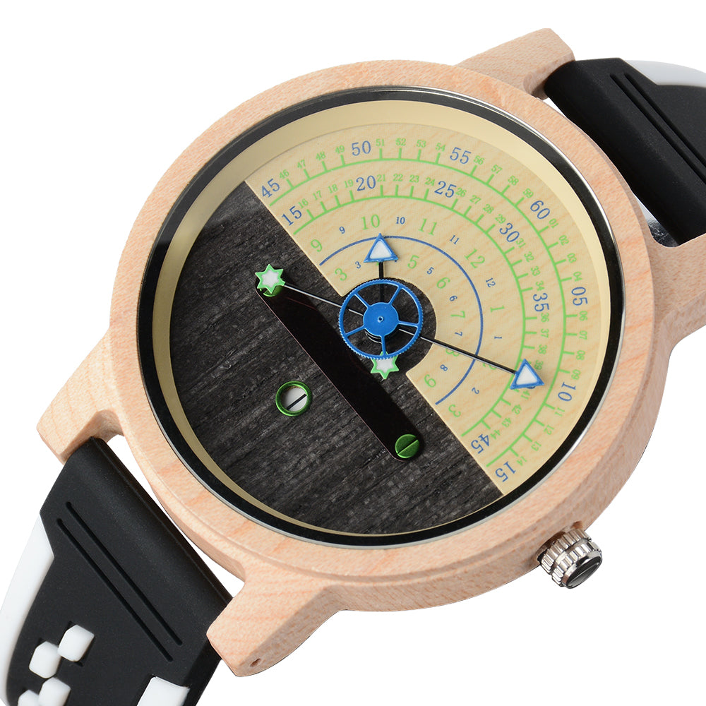 Fashion large dial quartz wood watch-BUNNYKACHU