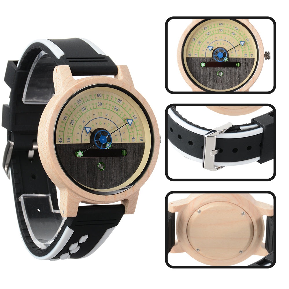Fashion large dial quartz wood watch-BUNNYKACHU
