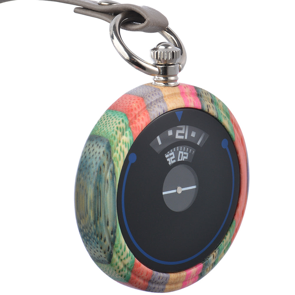 Custom Logo Japanese Miyota Movt Quartz Wooden Pocket Watches with Chain-BUNNYKACHU