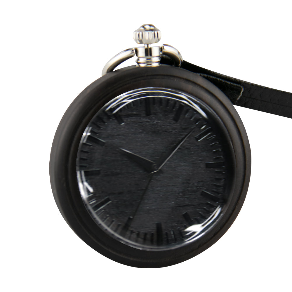 Vintage Pendant Clock Carved Pattern Analog Quartz Watches Reloj De Bolsillo Wood Pocket Watch With Fob Chain For Man-BUNNYKACHU