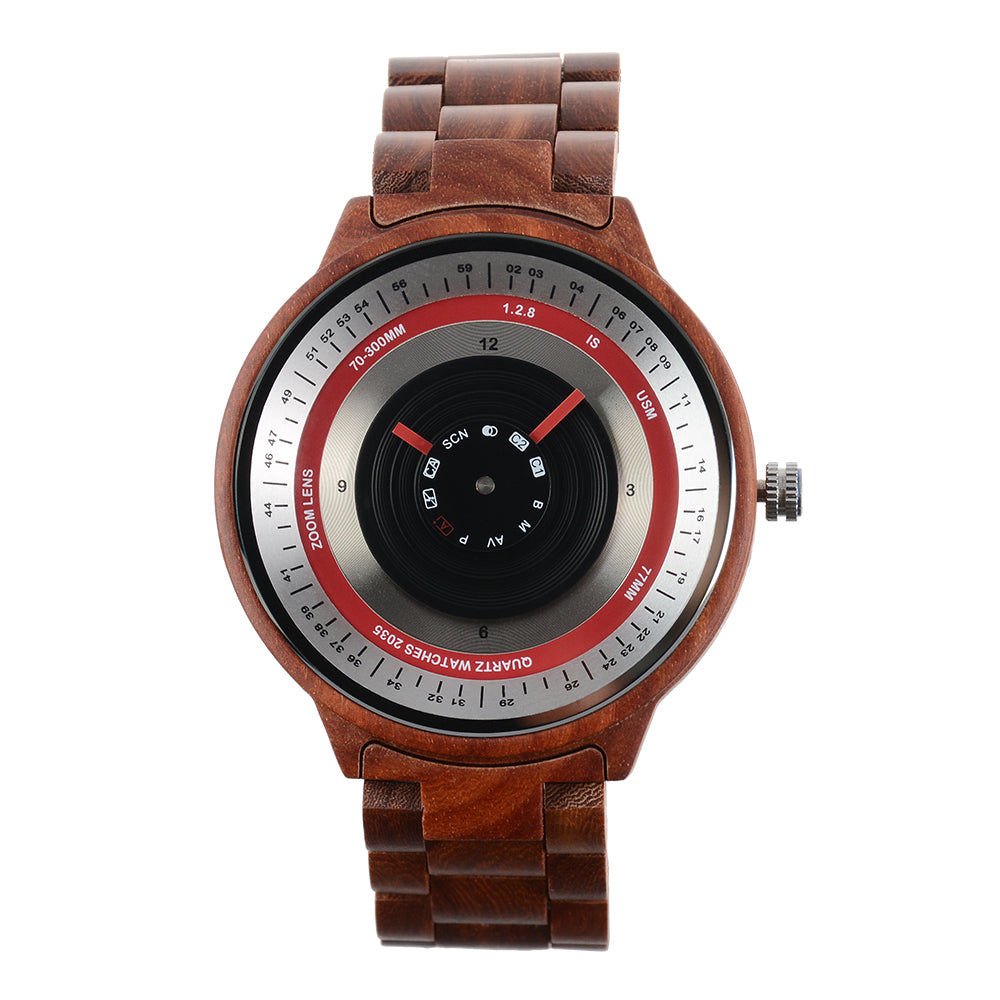 Large dial creative quartz movement wooden watch-BUNNYKACHU