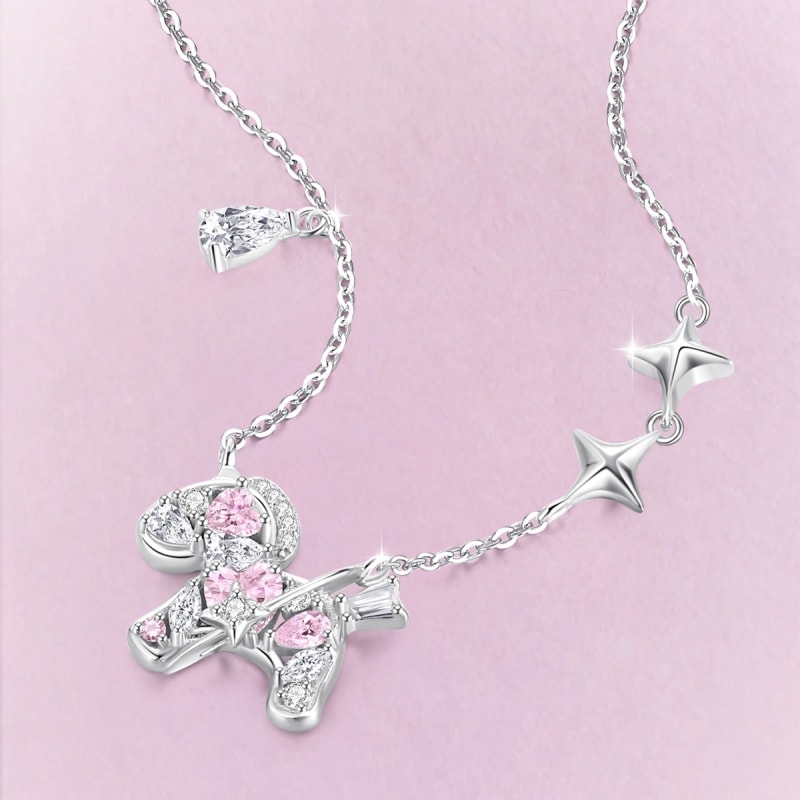 S925 Sterling Silver Pink Crystal Horse Necklace – Romantic Valentine’s & Mother’s Day Gift for Her