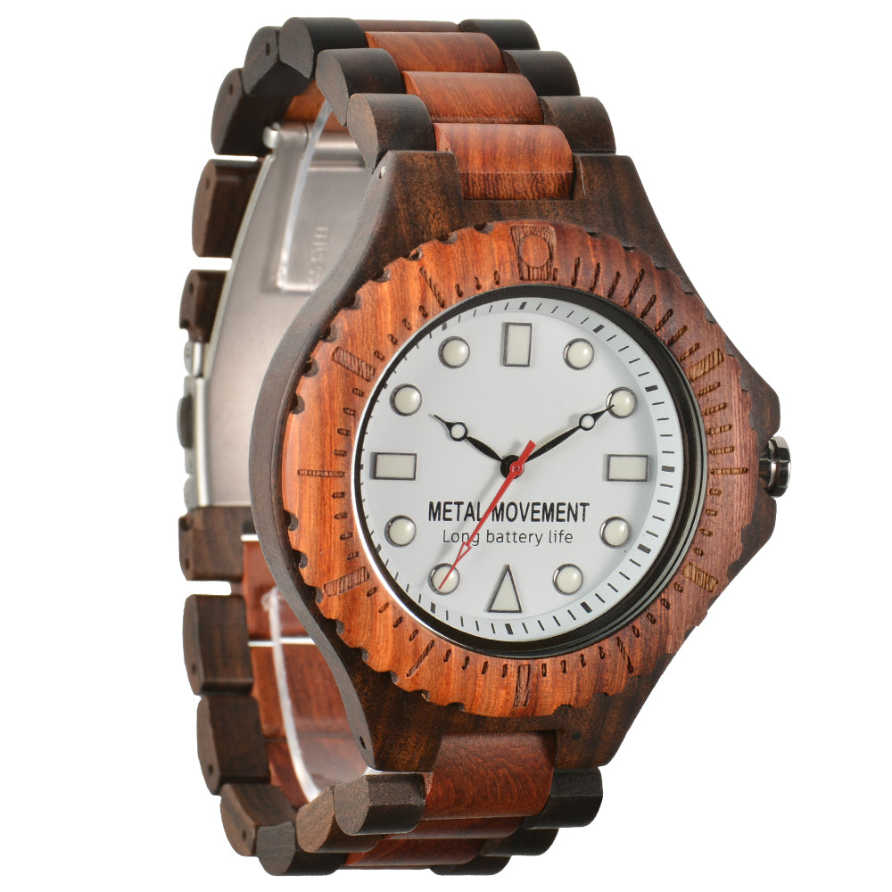 Men's Large Dial Wooden Strap Quartz Watch Non Waterproof Simple Pointer Round Multicolor Watch For Men-BUNNYKACHU
