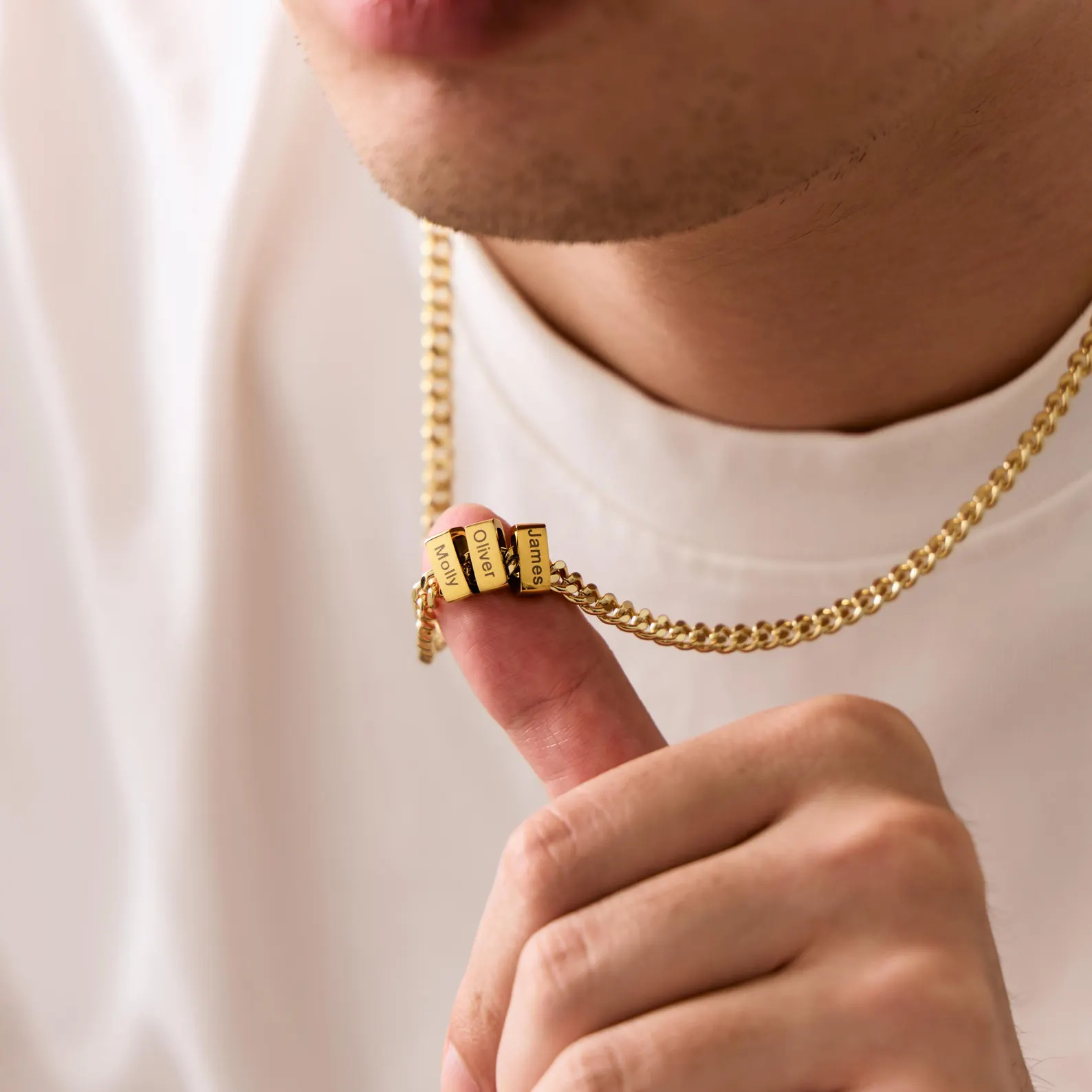 Personalized Engraved Cuban Link Necklace – 18K Gold Plated, Fade-Resistant