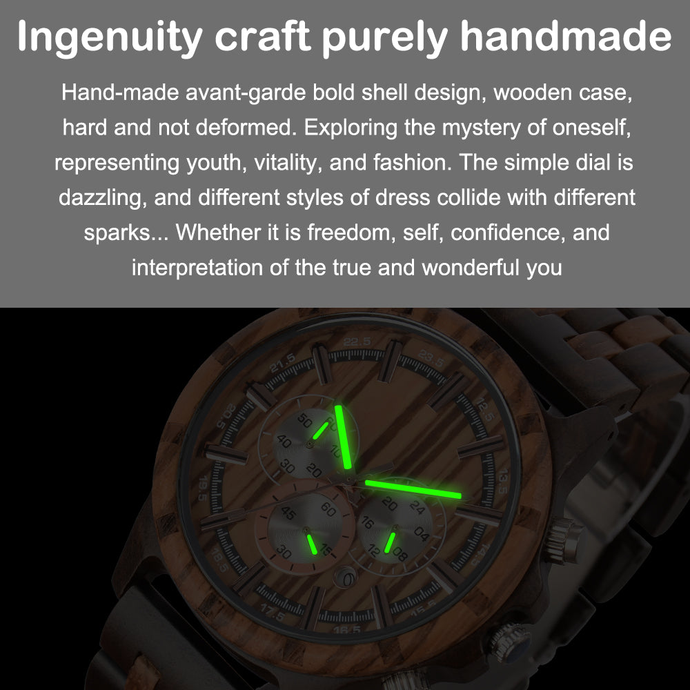 Wooden Multifunction Quartz Watch-BUNNYKACHU