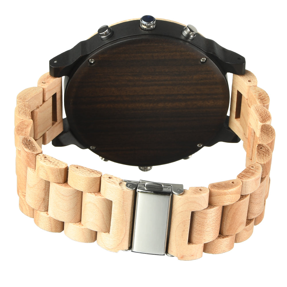 Hot selling men's giant watches trend multi-functional beautiful big dial wooden watch-BUNNYKACHU