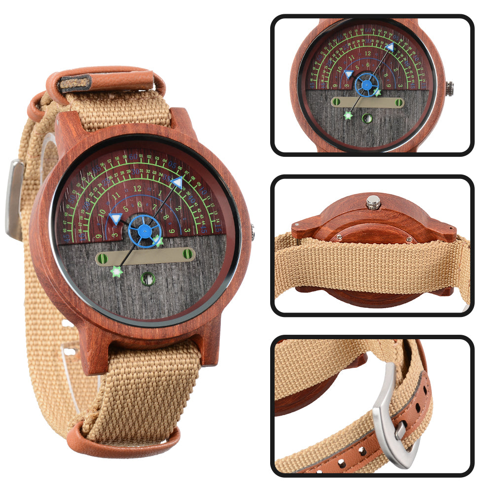 New Design Terminal Hot Sale Quartz Movement Spot Multifunctional Wooden Watch-BUNNYKACHU