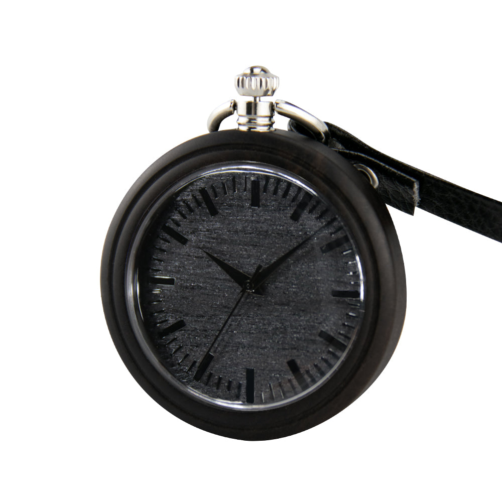 Vintage Pendant Clock Carved Pattern Analog Quartz Watches Reloj De Bolsillo Wood Pocket Watch With Fob Chain For Man-BUNNYKACHU