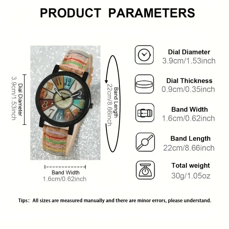 Women’s Wood Grain Dial Watch | Vintage Stripe Leather Band | Classic Casual Wristwatch