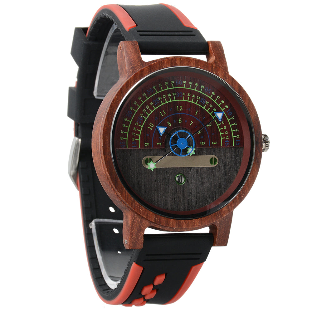 Fashion large dial quartz wood watch-BUNNYKACHU