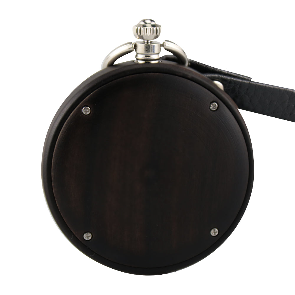 Vintage Pendant Clock Carved Pattern Analog Quartz Watches Reloj De Bolsillo Wood Pocket Watch With Fob Chain For Man-BUNNYKACHU