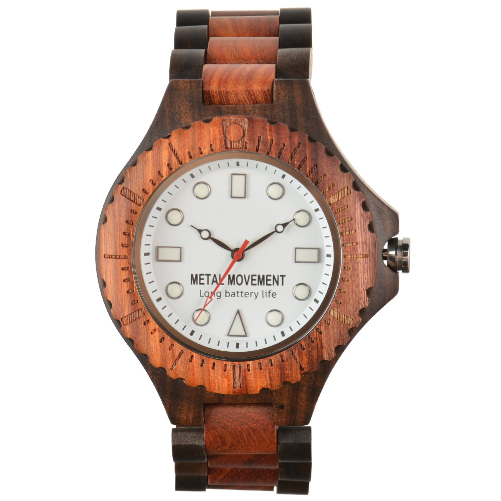 Men's Large Dial Wooden Strap Quartz Watch Non Waterproof Simple Pointer Round Multicolor Watch For Men-BUNNYKACHU