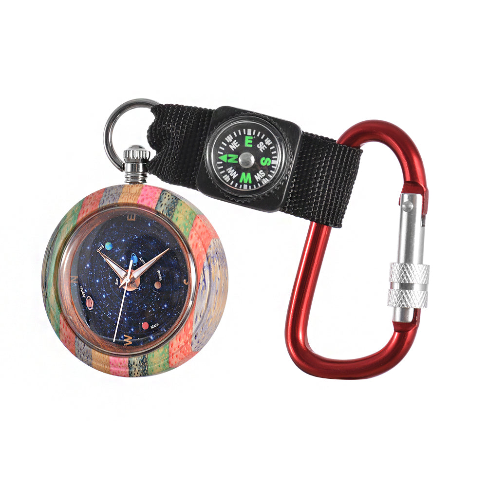 Pocket Watch Wooden with Bronze Pendant Chain Luminous Pointers Wood Pocket Watch-BUNNYKACHU