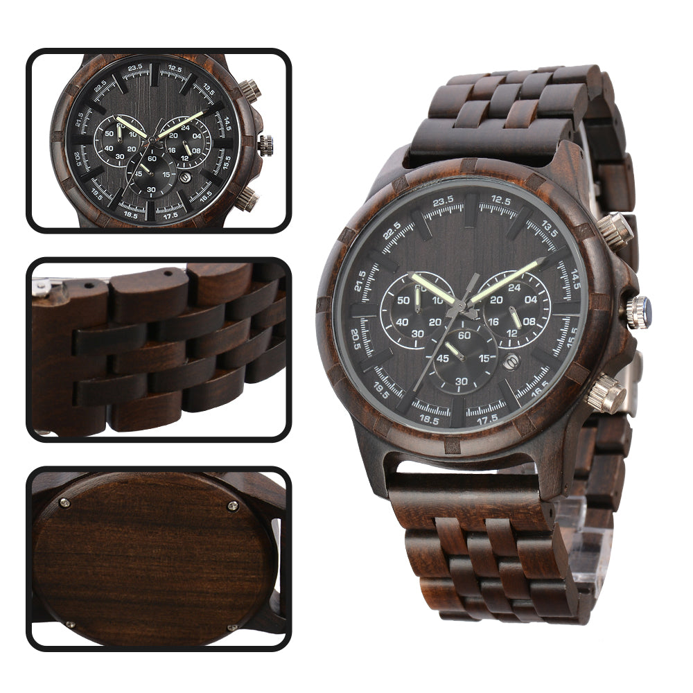 Wooden Multifunction Quartz Watch-BUNNYKACHU