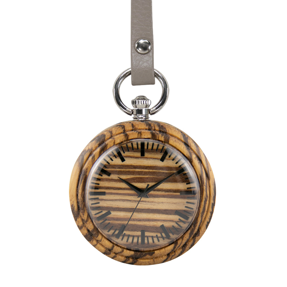 Vintage Pendant Clock Carved Pattern Analog Quartz Watches Reloj De Bolsillo Wood Pocket Watch With Fob Chain For Man-BUNNYKACHU