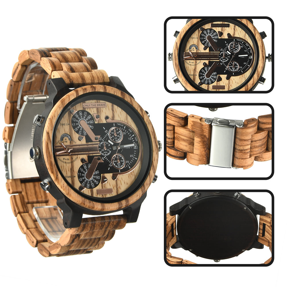 Hot selling men's giant watches trend multi-functional beautiful big dial wooden watch-BUNNYKACHU