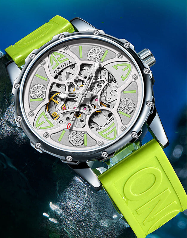 ONOLA 4 Leaf Clover Automatic Skeleton Watch for Men