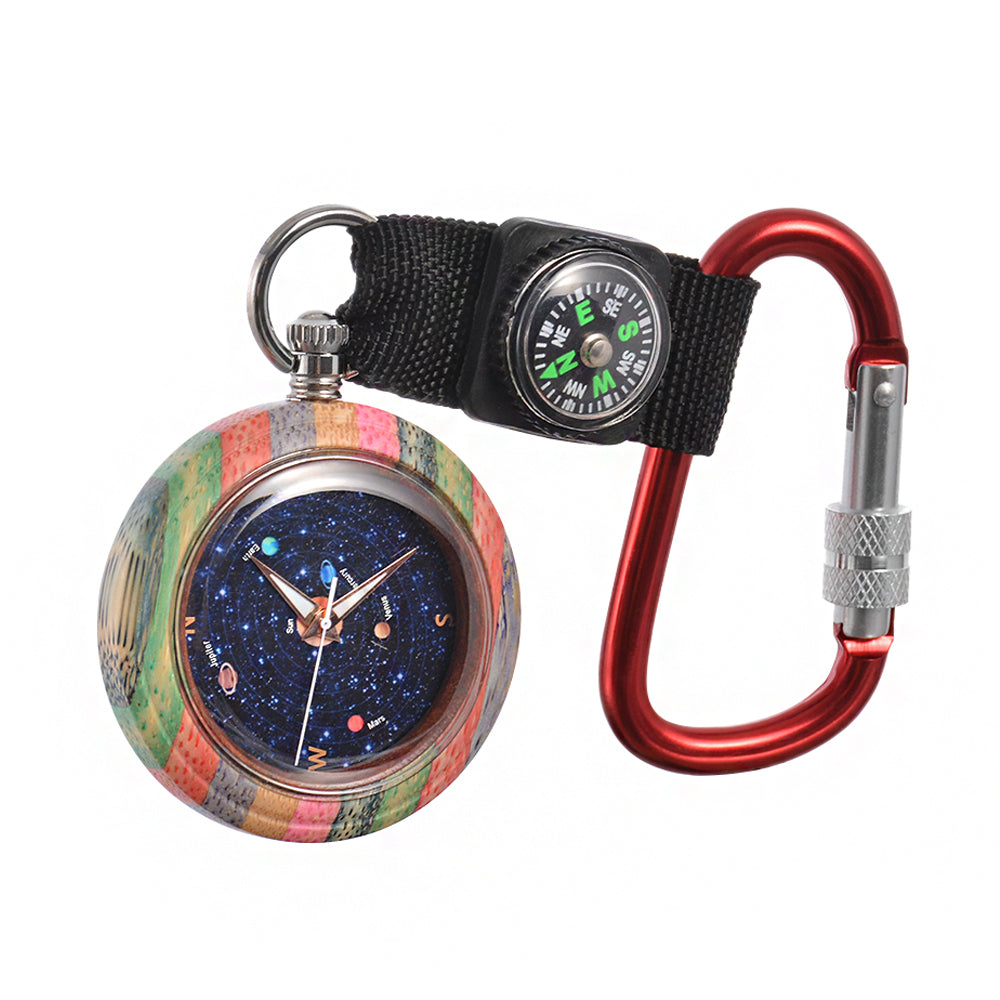 Pocket Watch Wooden with Bronze Pendant Chain Luminous Pointers Wood Pocket Watch-BUNNYKACHU