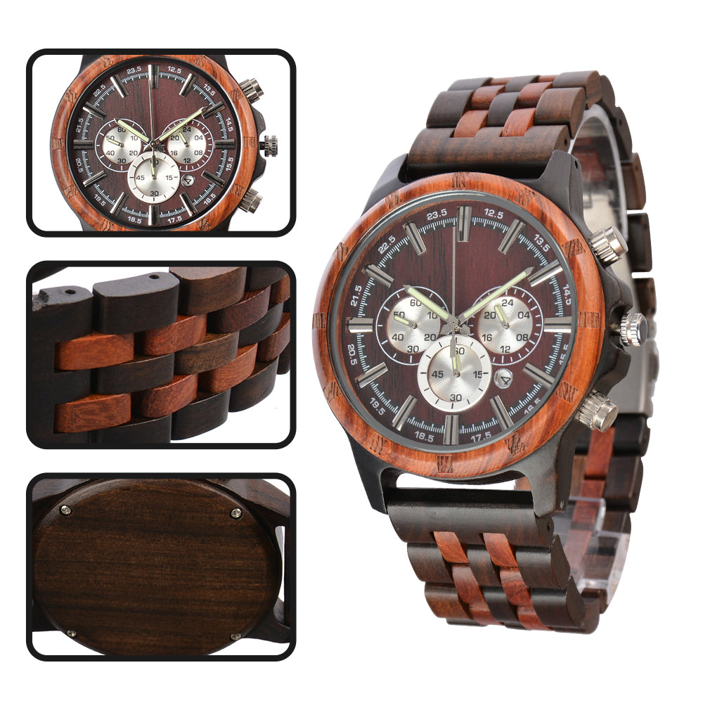 Wooden Multifunction Quartz Watch-BUNNYKACHU