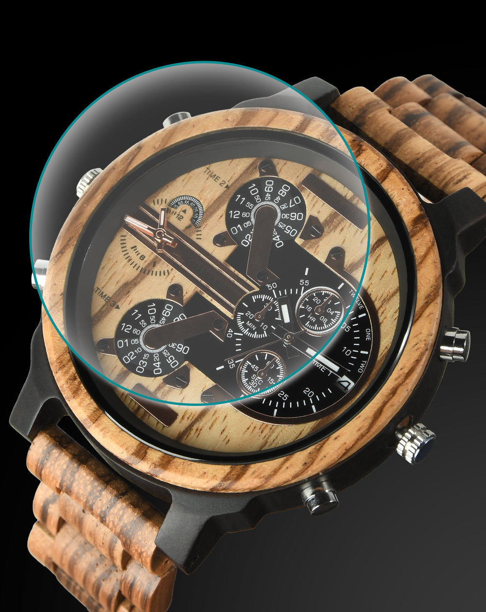 Hot selling men's giant watches trend multi-functional beautiful big dial wooden watch-BUNNYKACHU