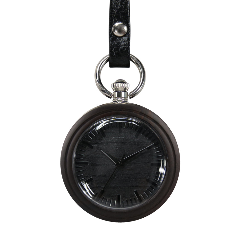 Vintage Pendant Clock Carved Pattern Analog Quartz Watches Reloj De Bolsillo Wood Pocket Watch With Fob Chain For Man-BUNNYKACHU