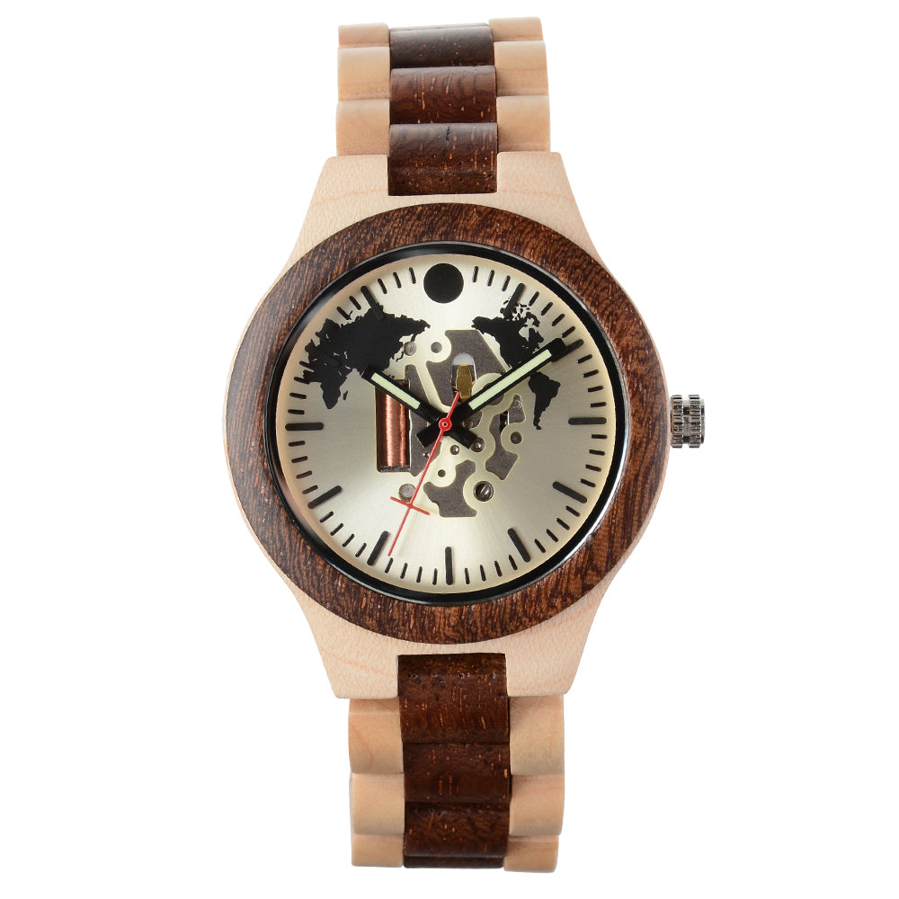 New Adult European and American Casual Fashion Hollow Quartz Wooden Watch-BUNNYKACHU
