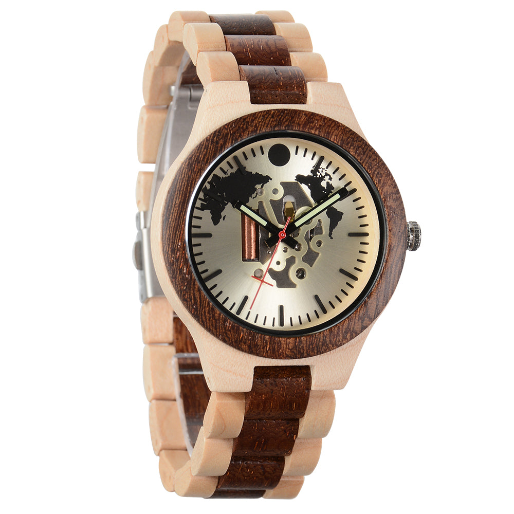New Adult European and American Casual Fashion Hollow Quartz Wooden Watch-BUNNYKACHU