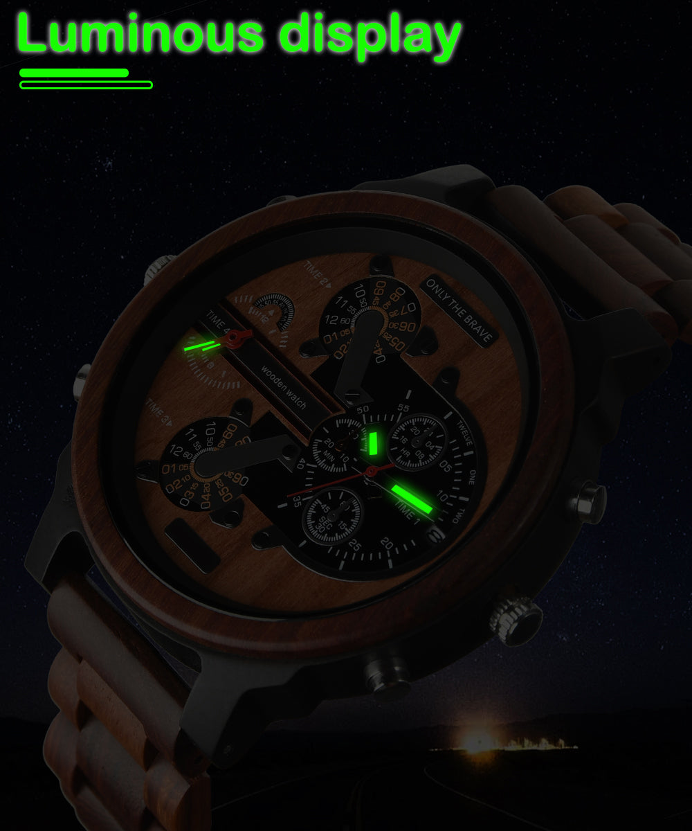 Hot selling men's giant watches trend multi-functional beautiful big dial wooden watch-BUNNYKACHU