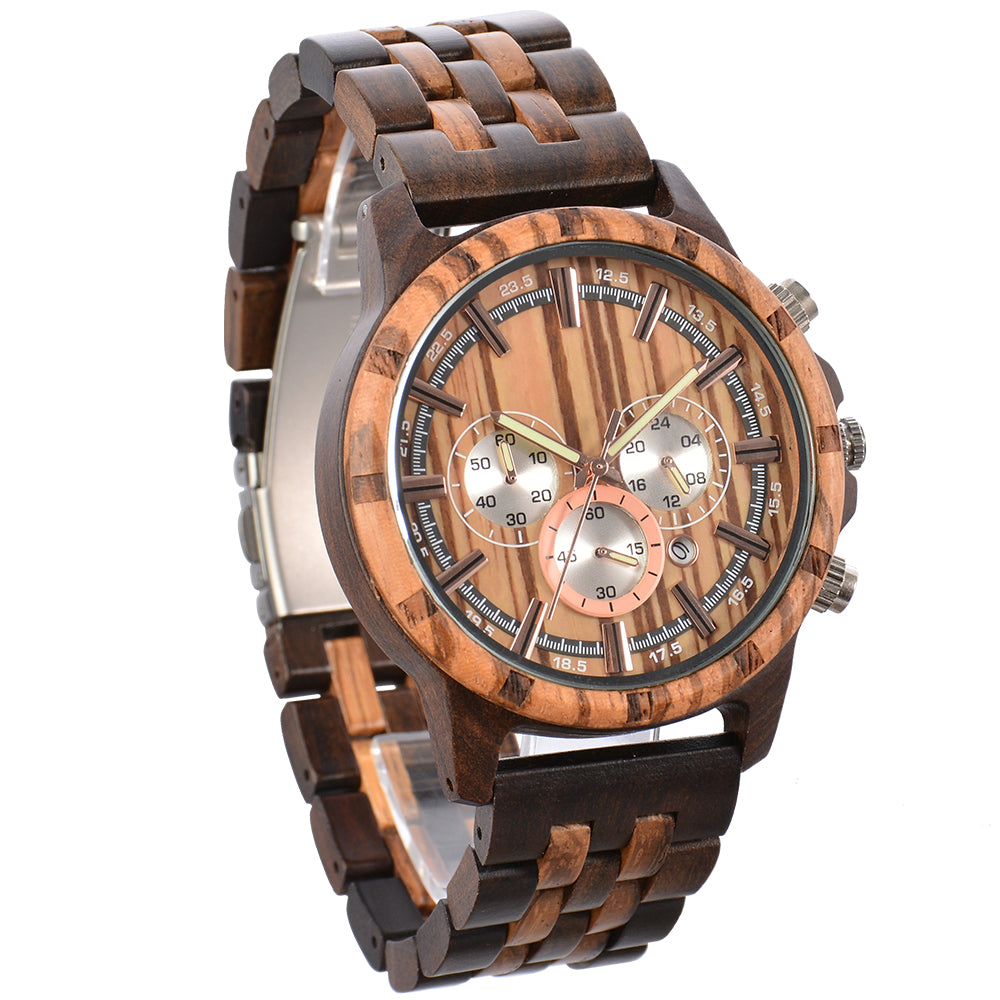 Wooden Multifunction Quartz Watch-BUNNYKACHU