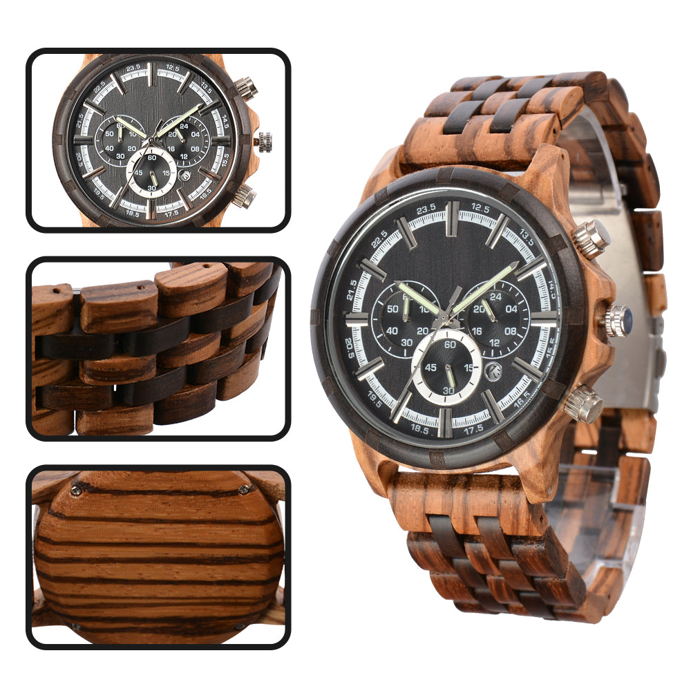 Wooden Multifunction Quartz Watch-BUNNYKACHU