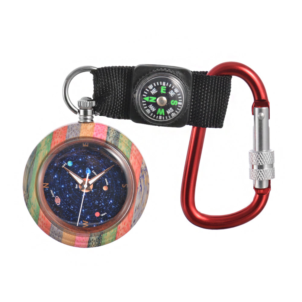 Pocket Watch Wooden with Bronze Pendant Chain Luminous Pointers Wood Pocket Watch-BUNNYKACHU