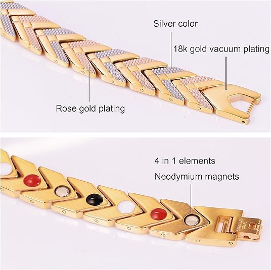 BunnyKachu Magnetic Bracelets for Women, Rose Gold bracelet for Friendship Bracelets,18k gold bracelet with Link Remove Tool Included 7.5"-8.5" Adjustable