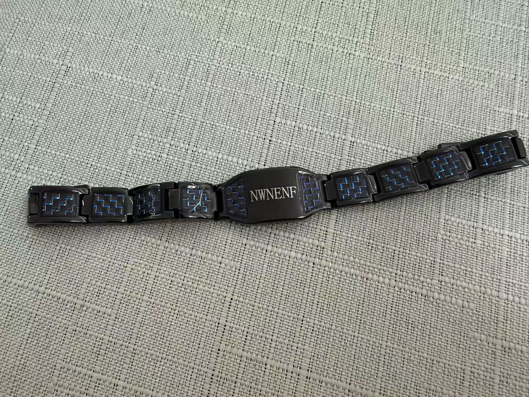 NWNENF_Men's Jesus cross magnetic carbon fiber titanium bracelet