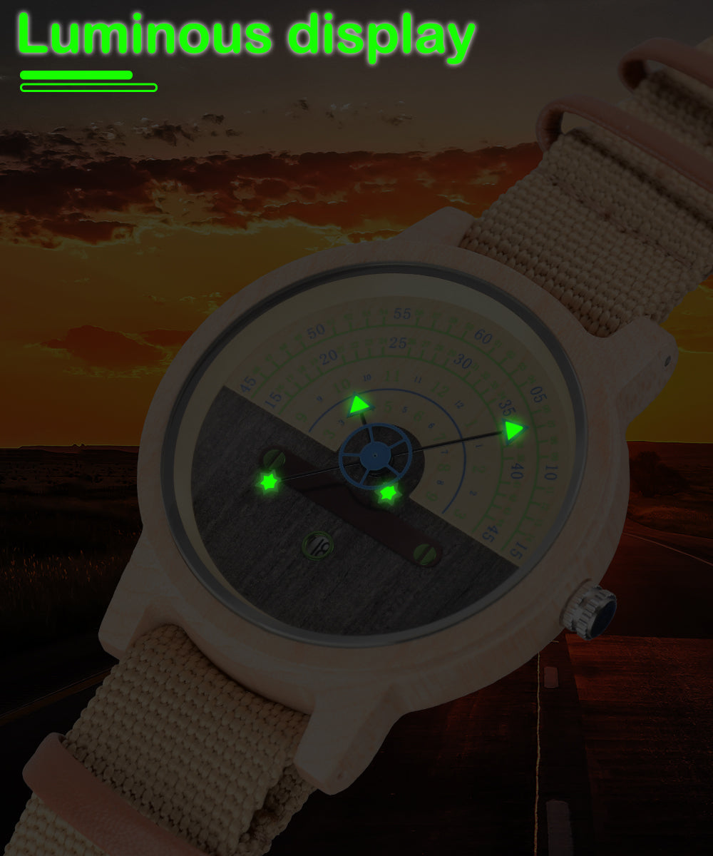 New Design Terminal Hot Sale Quartz Movement Spot Multifunctional Wooden Watch-BUNNYKACHU