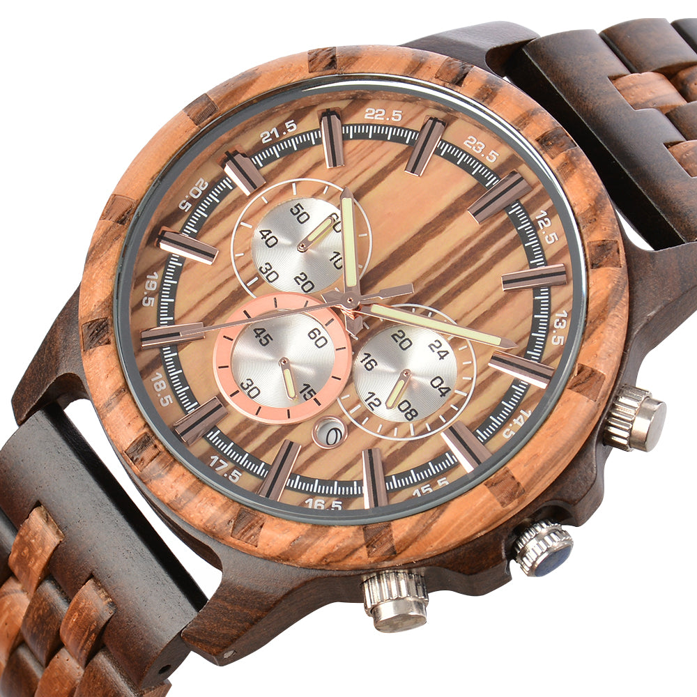 Wooden Multifunction Quartz Watch-BUNNYKACHU