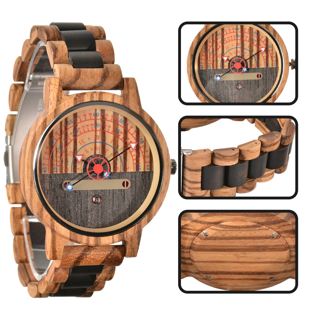 Trendy Creative Wooden Watch Business Multi-function Concept Luminous With Date Quartz Watch-BUNNYKACHU