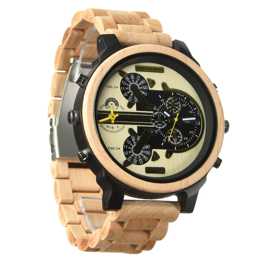 Hot selling men's giant watches trend multi-functional beautiful big dial wooden watch-BUNNYKACHU