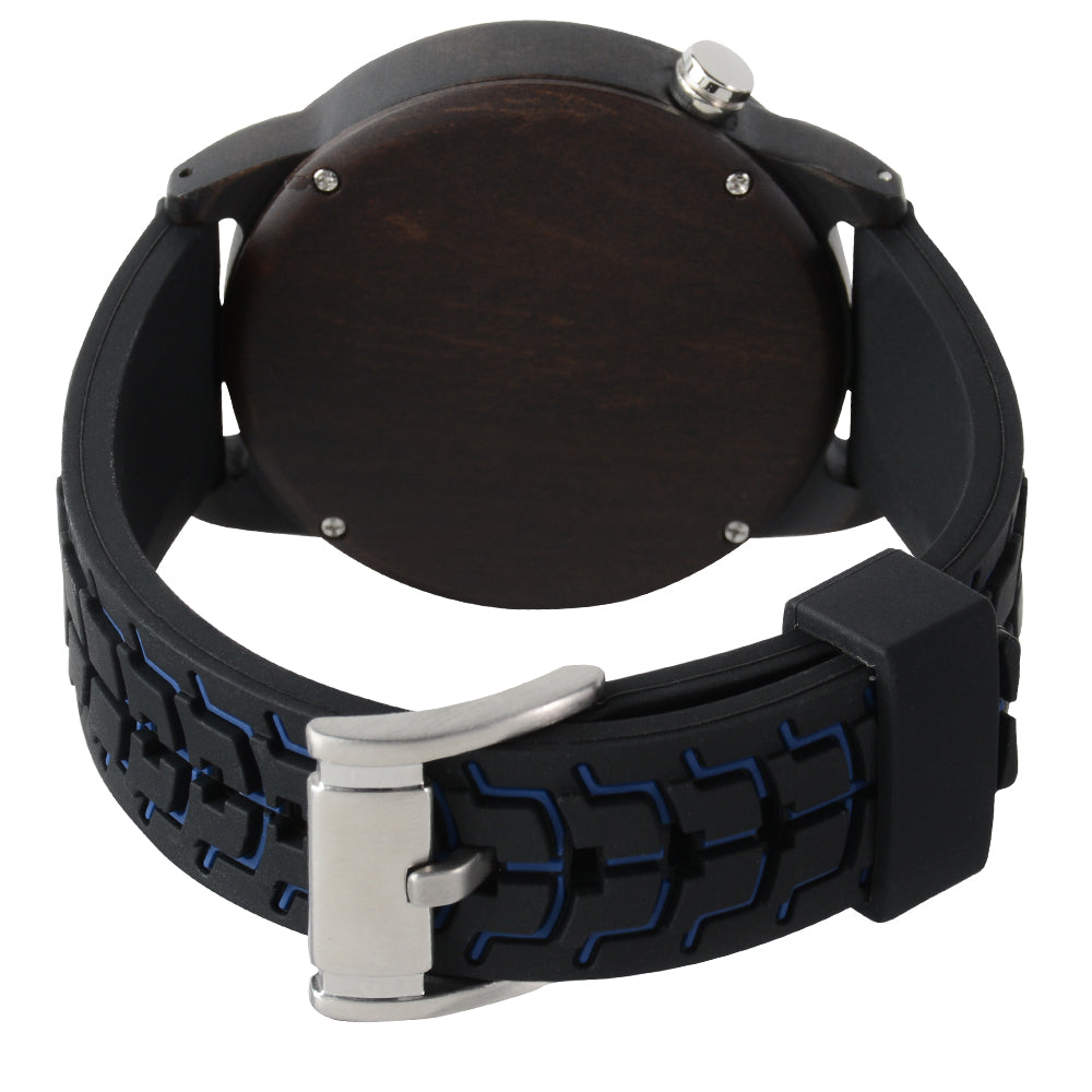 Wristwatches Quartz Men's Watch Blue Clock Brake Disc Wooden Date Fashion Watches For Men-BUNNYKACHU