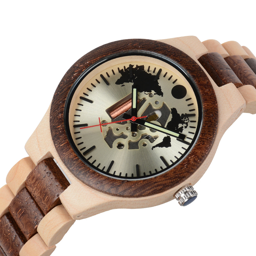 New Adult European and American Casual Fashion Hollow Quartz Wooden Watch-BUNNYKACHU