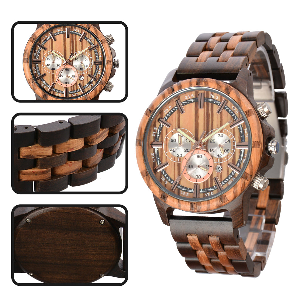 Wooden Multifunction Quartz Watch-BUNNYKACHU