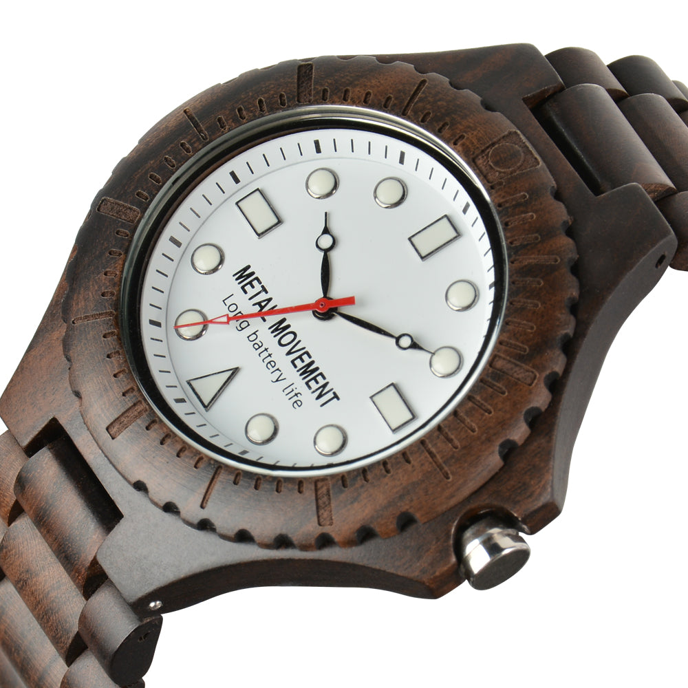 Men's Large Dial Wooden Strap Quartz Watch Non Waterproof Simple Pointer Round Multicolor Watch For Men-BUNNYKACHU