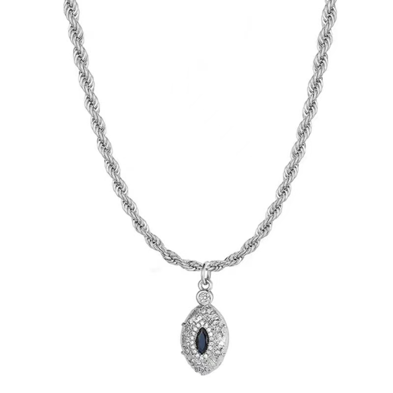 925 Sterling Silver Blue Tear Devil Necklace