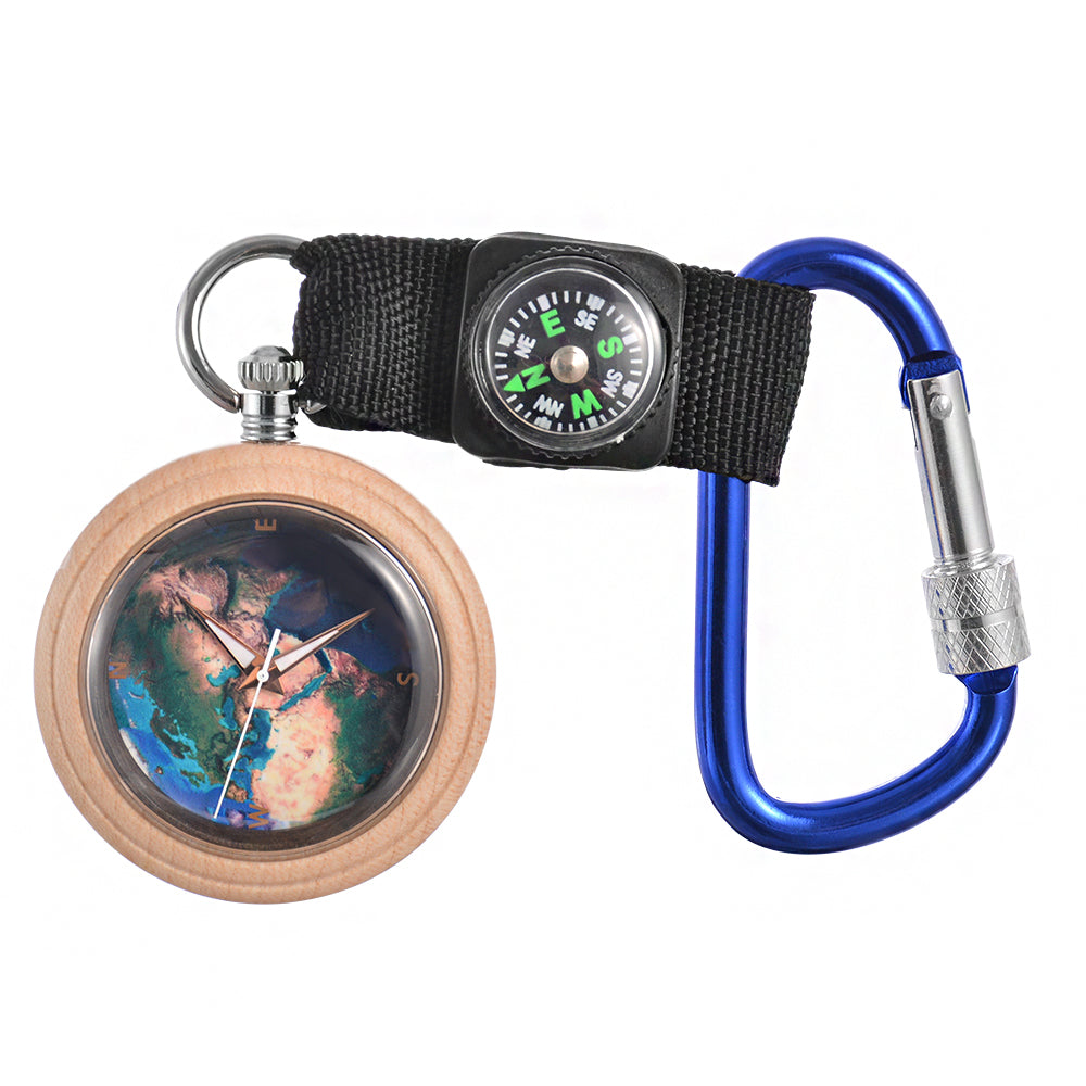 Pocket Watch Wooden with Bronze Pendant Chain Luminous Pointers Wood Pocket Watch-BUNNYKACHU